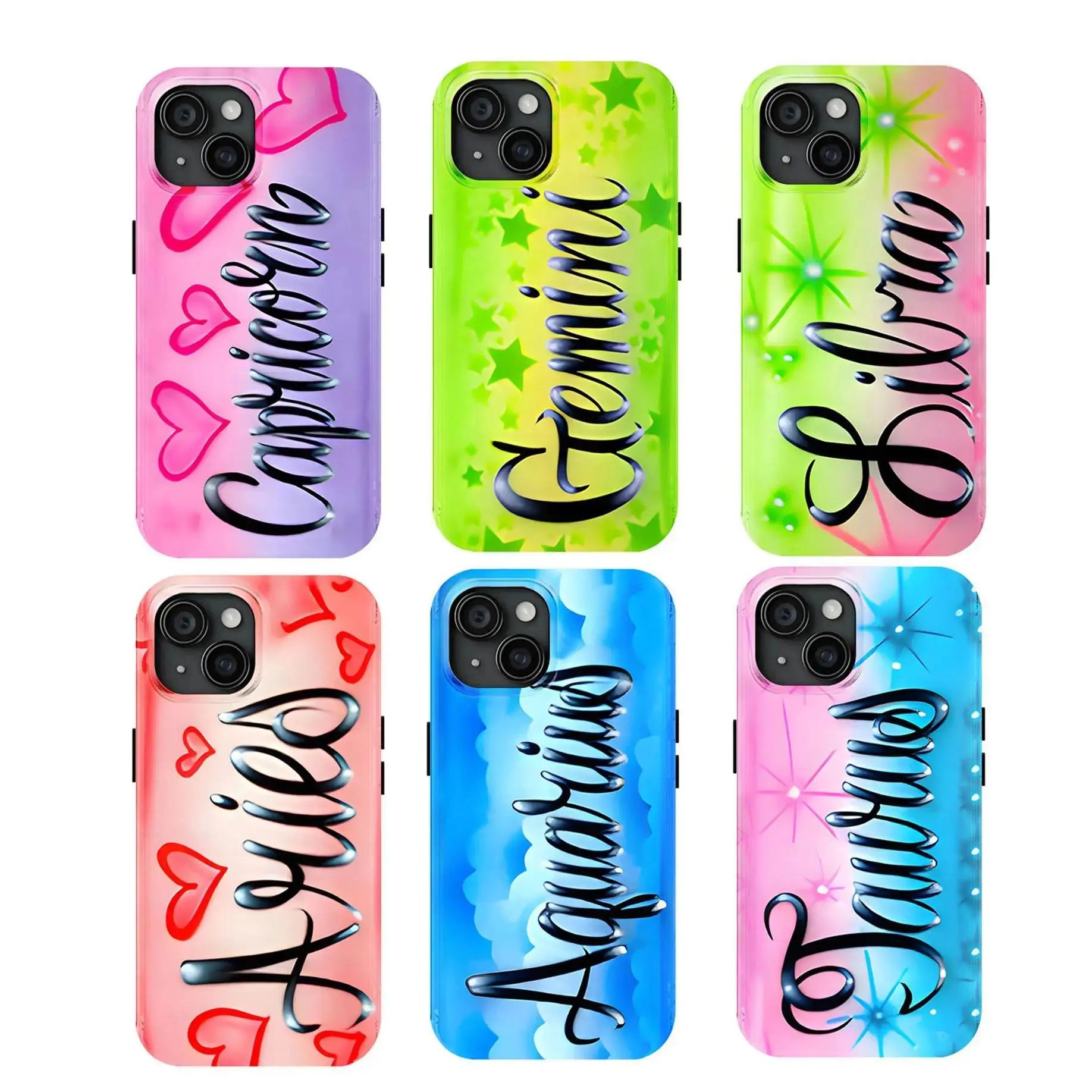 Aesthetic Aquarius Zodiac Sign Smartphone Case - Glossy Shockproof TPU Cover for Zodiac Fans, Minimalist Horoscope Art Accessory with Raised Edges, Scratch Resistant, Non-MagSafe Compatible