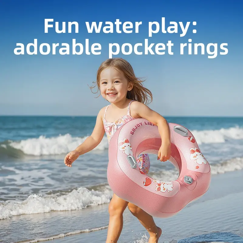 Automatic Inflatable Swim Ring, Cute Pocket Swim Ring for Kids, High Buoyancy Durable Swim Ring, Press-to-Inflate, Over  Old, Adults, Thickened Portable Anti-Tipping Underarm Life Ring, Boys and Girls, Beginners, Baby Swimming Gear