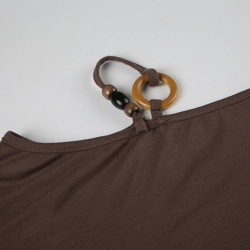 Women's Street Style Vintage Beaded Asymmetrical Batwing Sleeve Top, Fitted Waist Retro Shirt for Spring & Fall Casual Wear, Casual Classy Top