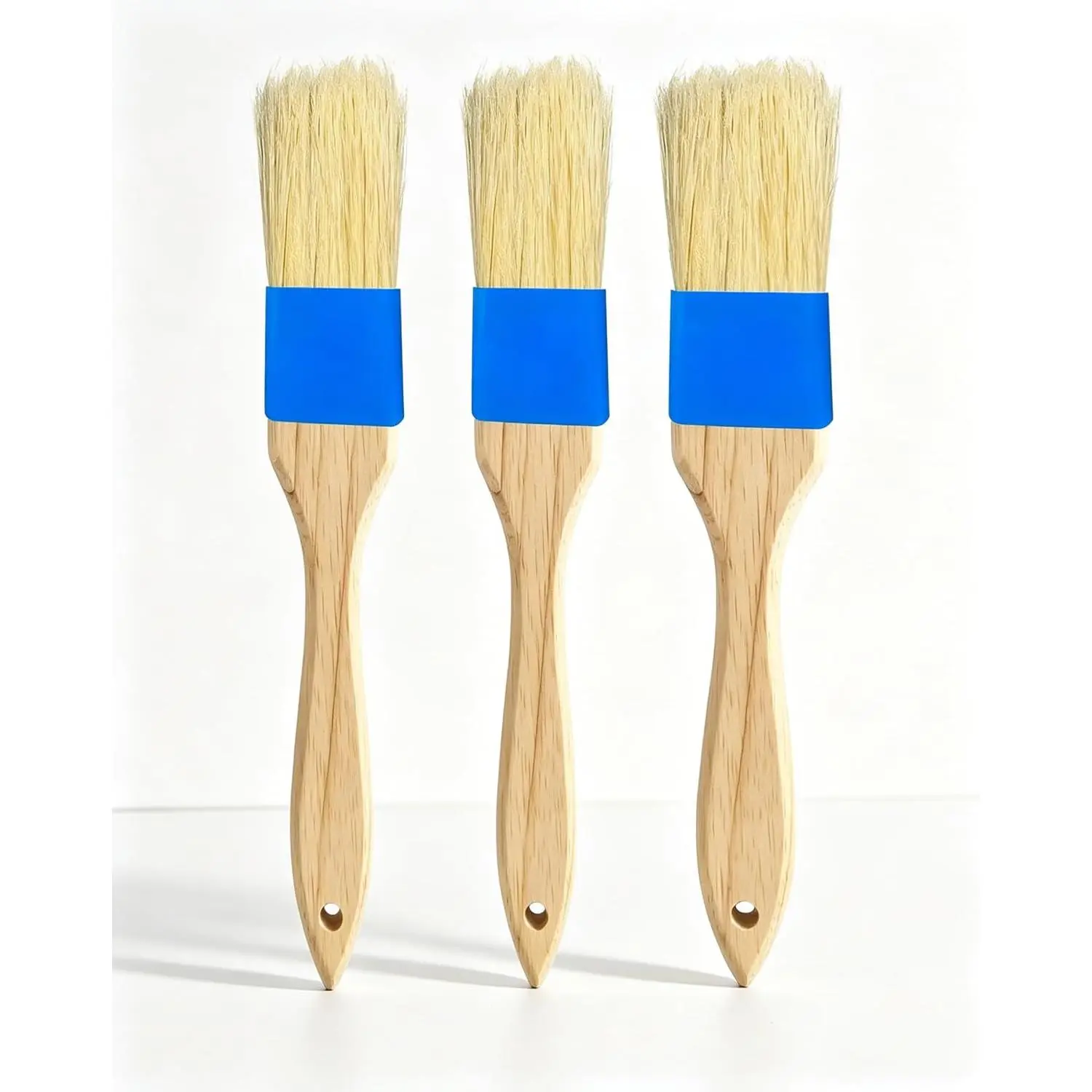 Bristle Pastry Brush,Heat Resistant Basting Brush for Cooking, BBQ, Baking,  Grade Wooden Handle Oil Brush for Egg Wash, Butter,Marinade, Sauce, Dishwasher Safe(1",1.5",3PC)