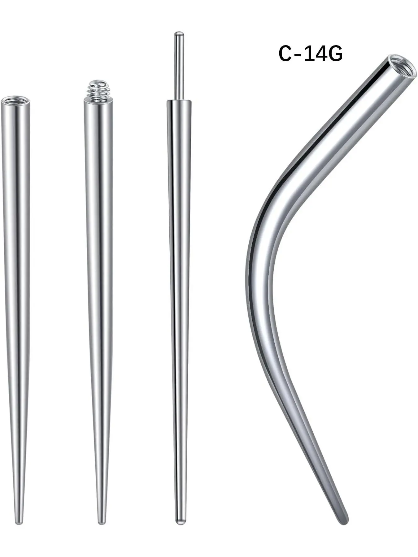 Stainless Steel Piercing Taper Insertion Tool, 14g-20g Sizes, Threaded & Threadless Design, for Ear, Nose, Lip Jewelry Making Accessories, Nose Hoop