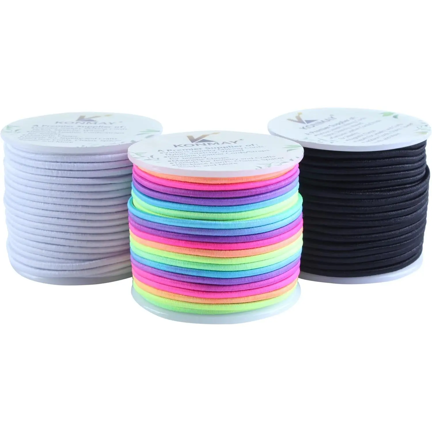 3 Rolls 1.5mm Rubber Elastic Cord, 99 Yards  Stretchy Bracelet Strings for Necklace, Beading,  Making and Crafting