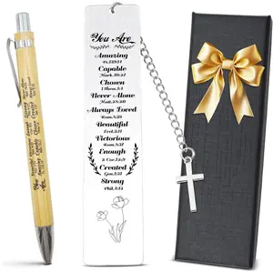 Christian Gifts  Bookmark for Women & Pen Set - First Communion Gifts, Baptism Gifts, Confirmation  Ideas - Religious  for Girl, Boy, Men,Book Lovers