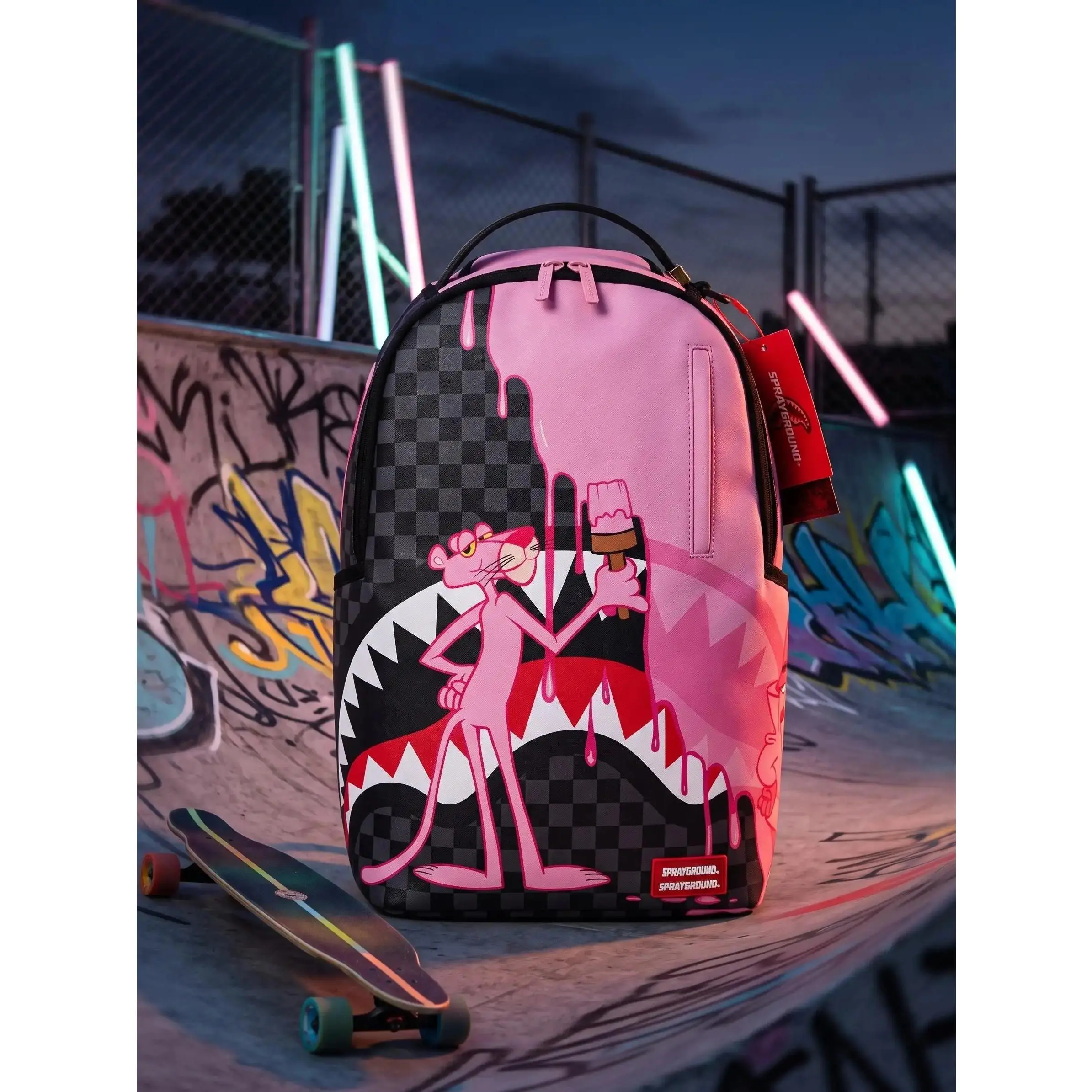 SG Pink Paint Drip Backpack, Pink Paint Splash, Painting with Classic Shark Mouth, Streetwear School Travel Laptop Daypack for Men Women