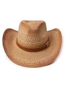 Unisex Straw Hat, Tie Dye Pattern, Slim-Fitting, Wide Brim, Accents, Adjustable Drawstring, Breathable, Western Style