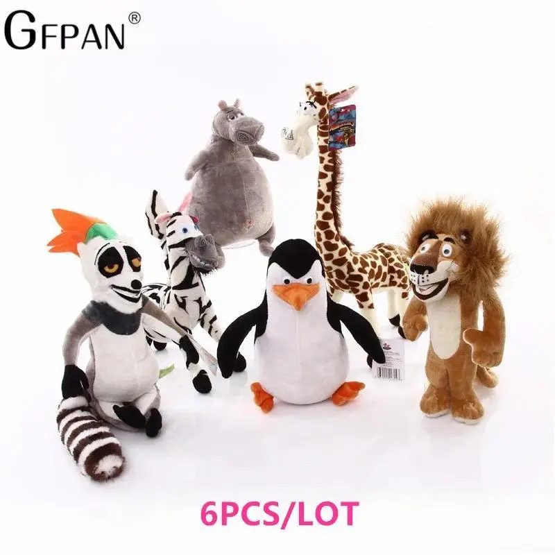 2026 hot itemNew 20-35cm 6 Styles Madagascar Plush Toy Stuffed Soft Animal Dolls Giraffe Hippo Lion Penguin Zebra Lemurs Figure Gift For Kids