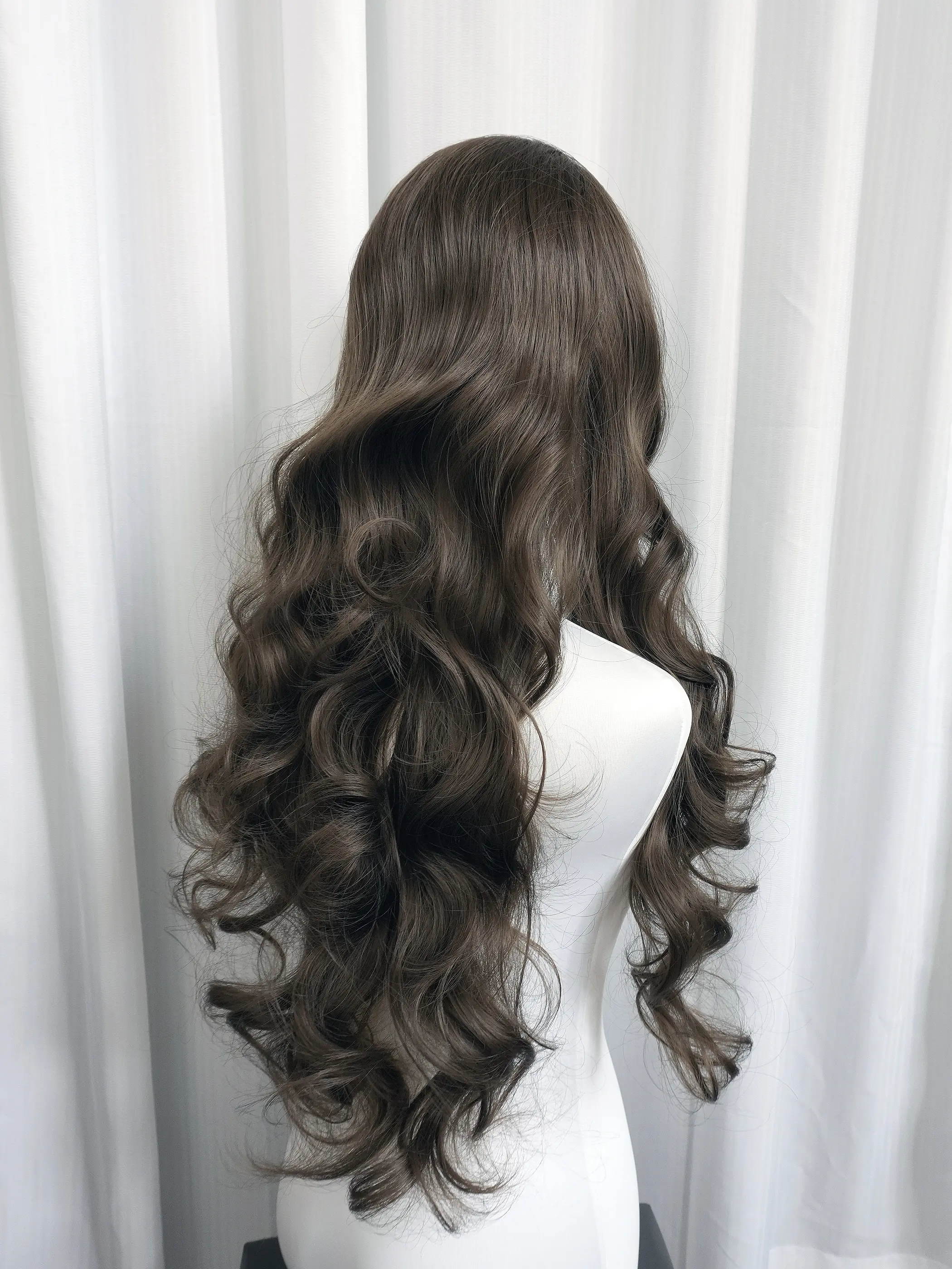 Mocha Brown Lace Front Wig for Women, 13x4 26 Inches Long Straight, High-Quality Synthetic Lace Wig, Natural Cosplay, All Seasons, Fashion Wig