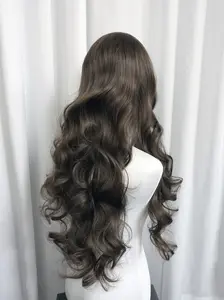 Mocha Brown Lace Front Wig for Women, 13x4 26 Inches Long Straight, High-Quality Synthetic Lace Wig, Natural Cosplay, All Seasons