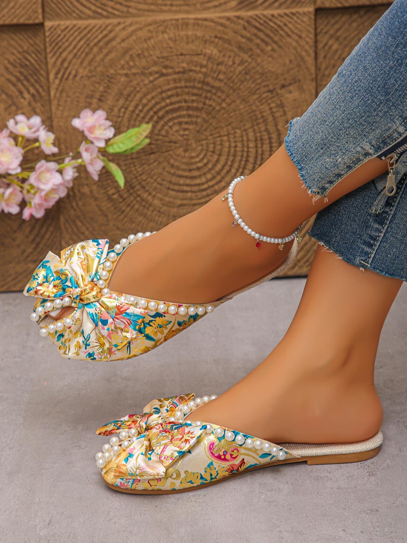 Women's Fashionable Ditsy Floral Pattern Slides, Cute Comfortable Slippers for Daily Wear, Casual Versatile Slippers for Women & Girls, Walking Shoes, Boho Style Sandal, Casual Beach Sandals