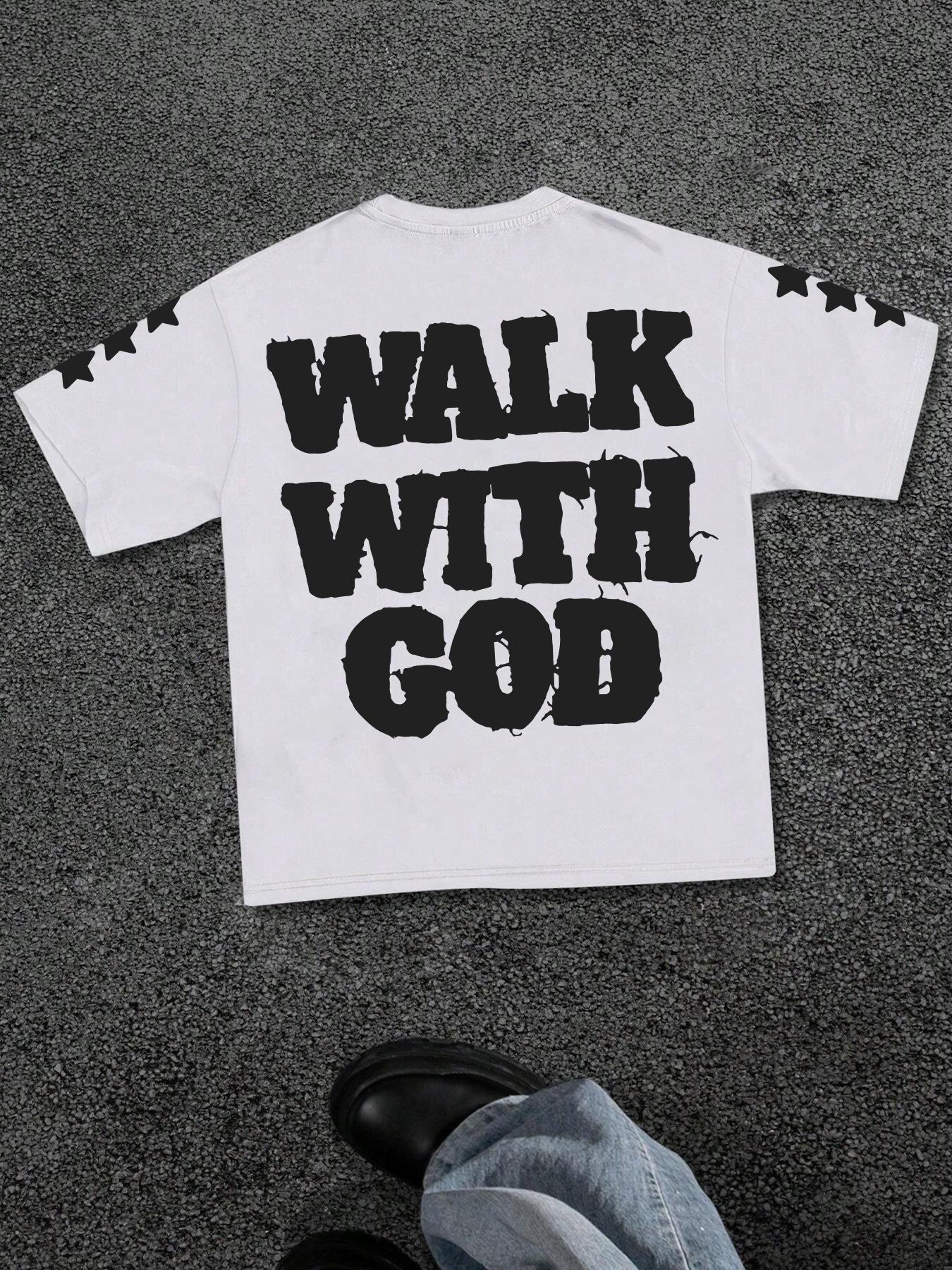 Men's Star & Letter Print Round Neck Tee, Regular Fit Casual Short Sleeve Crew Neck T-Shirt for Summer, Fashion Men's Top for Daily Wear, Casual Style Tee