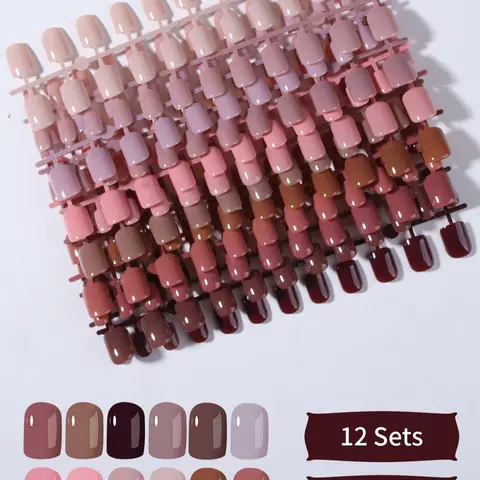 288PCS Short Rounded Square Press-On Nails Set, Easy to Wear, Perfect for Daily Work and Parties, Nail Art, Manicure Accessories, Nail Art Products