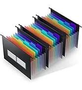 Plastic Expanding File Folder, Transparent envelopes with Snap Closure, No Dividers, Large Capacity, Assorted Colors, Fit Letter/A4 Size - 5 Packs