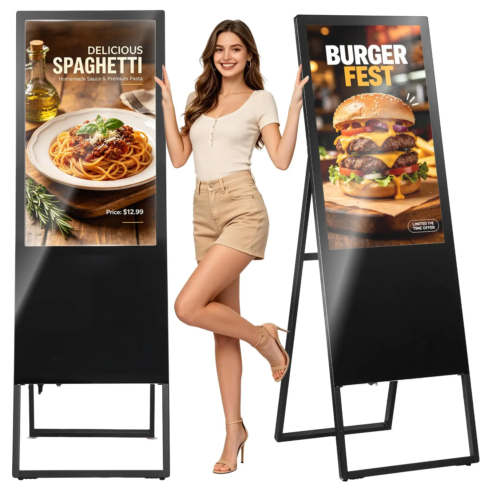 VEVOR 32" Size Metal Floor Standing Digital Signage Kiosk, Single Unit LCD Screen Interactive Touchscreen Monitor for Businesses, Android OS, WiFi, HDMI/USB Input, 178 Wide View Indoor Commercial Vertical Poster