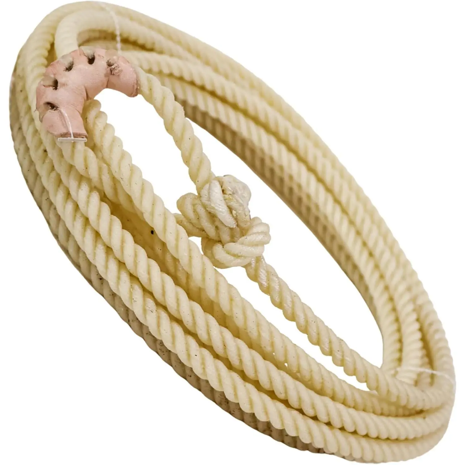 Kid-Sized Western Lariat - 20 FT White Soft Rope with Leather Burner Tip, Kid-Friendly for Beginner Roping, Western Play, Rodeo-Themed Events, Rope Control Learning, Young Riders