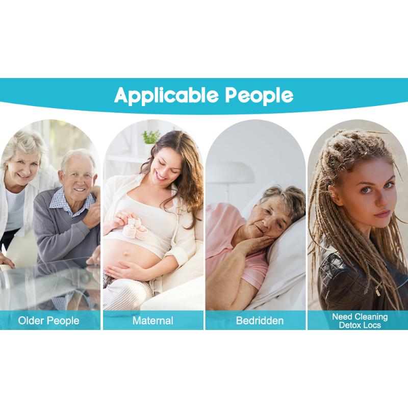 Inflatable Shampoo Basin, Loc Detox Tub for Dreads, Shampoo Buddy Bowl for Bedridden, Disabled,Injured with 2.5 GL Portable Water Shower Bag（Black）