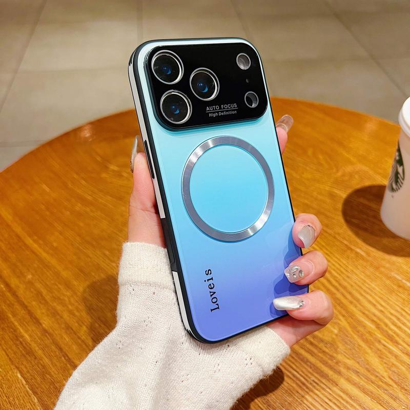 [Sale!Free!!Ship!] Mag Safe Gradient Phone Case for iPhone 17 Pro Max 16 Plus 15 14 13 Luxury Soft TPU Bumper Drop Protective with Full Camera Lens Protector Phone Cover