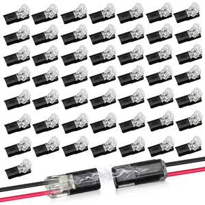Double-Wire Plug-in Connector Led Light Strip Connectors 2 Pin,Led Strip Lights Connectors Low Voltage Wire Connector with Locking Buckle,Fast Connect Plugs Led Connectors for Strip Lights