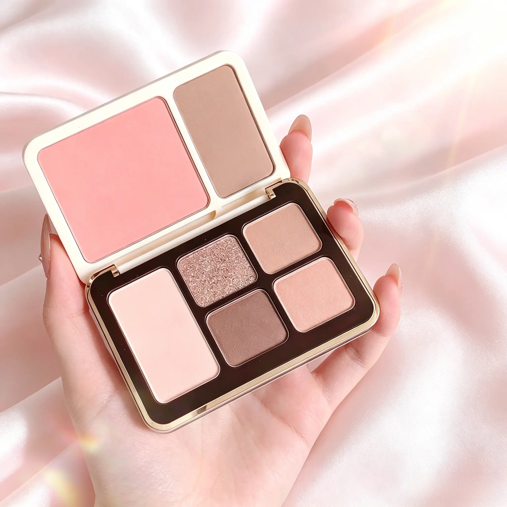 Kobeleen multi-function makeup plate, low saturation nude milk tea earth tone matte gloss multi-texture, delicate sticky powder does not fall off, portable all-purpose cosmetics plate, suitable for daily commuting, create natural soft makeup