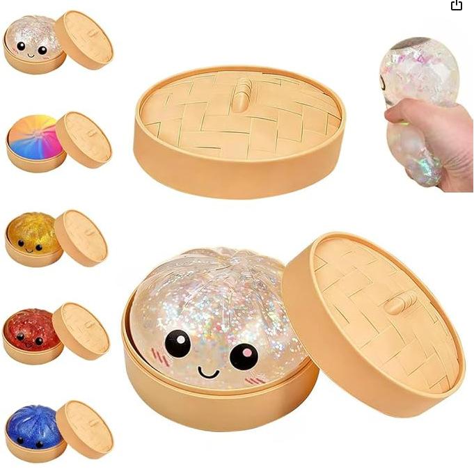Dumpling Squishies carry around soft non-stick hand squeeze pull back decompression toy