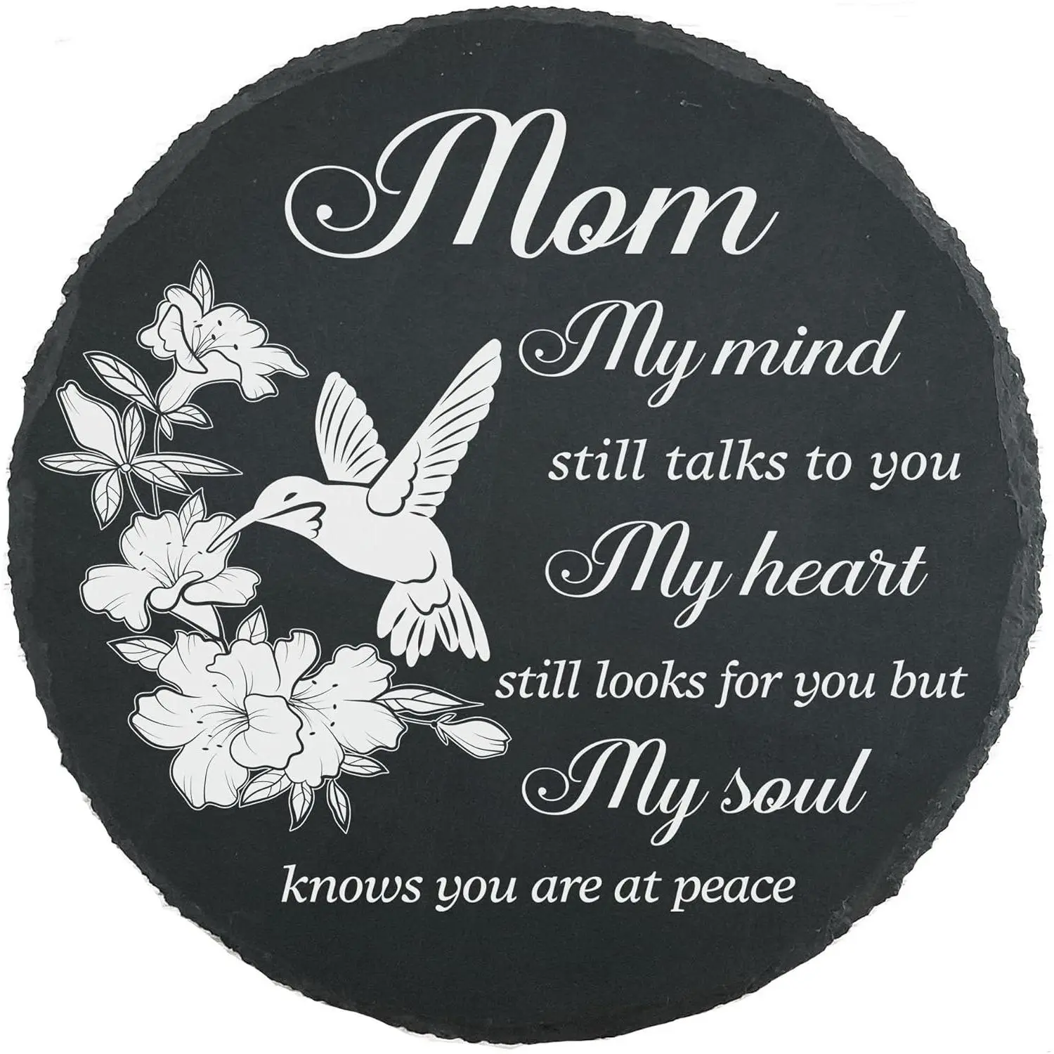 Memorial Slate Stone Sympathy Gifts for Loss of Mom, Garden Stepping Stone in Memory of Mother - My Mind Still Talks to You