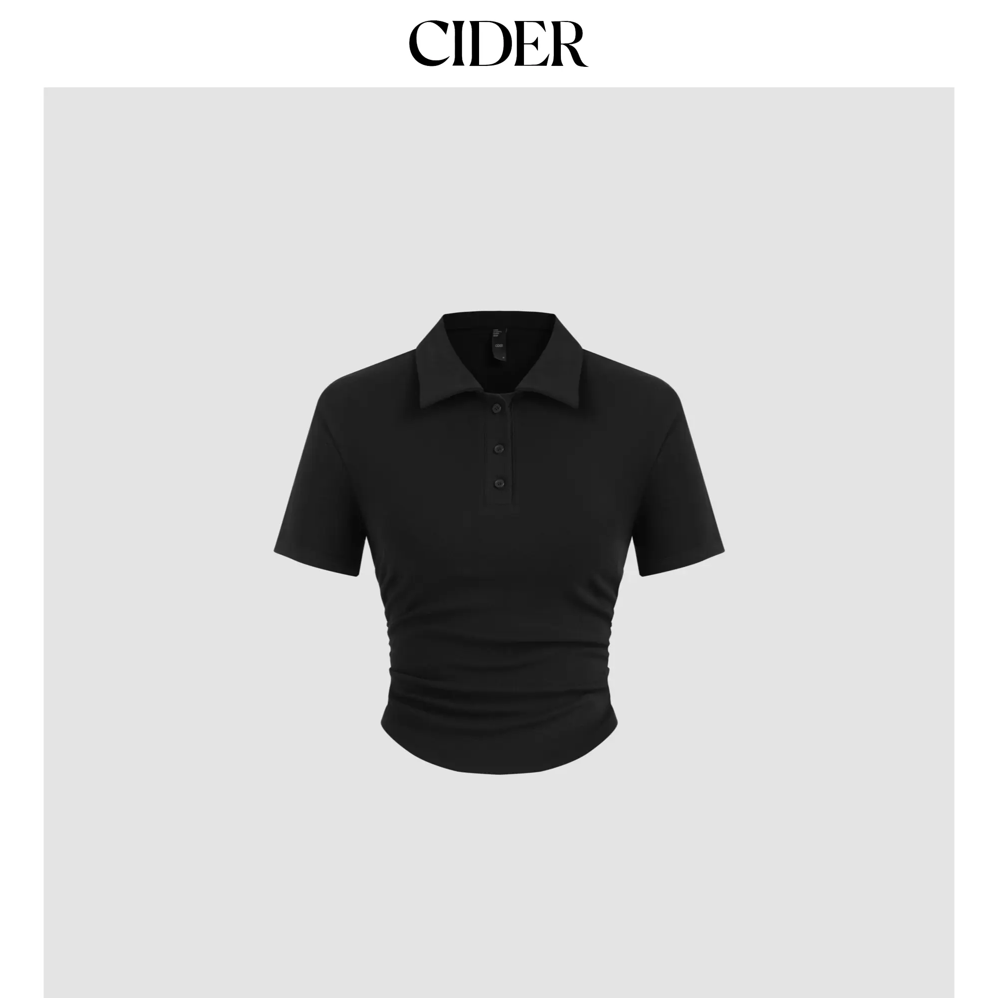 Cider [3 colors, size 2-10] Cotton-blend Collar Solid Ruched Button Short Sleeve Top SummerWins SummerFinds