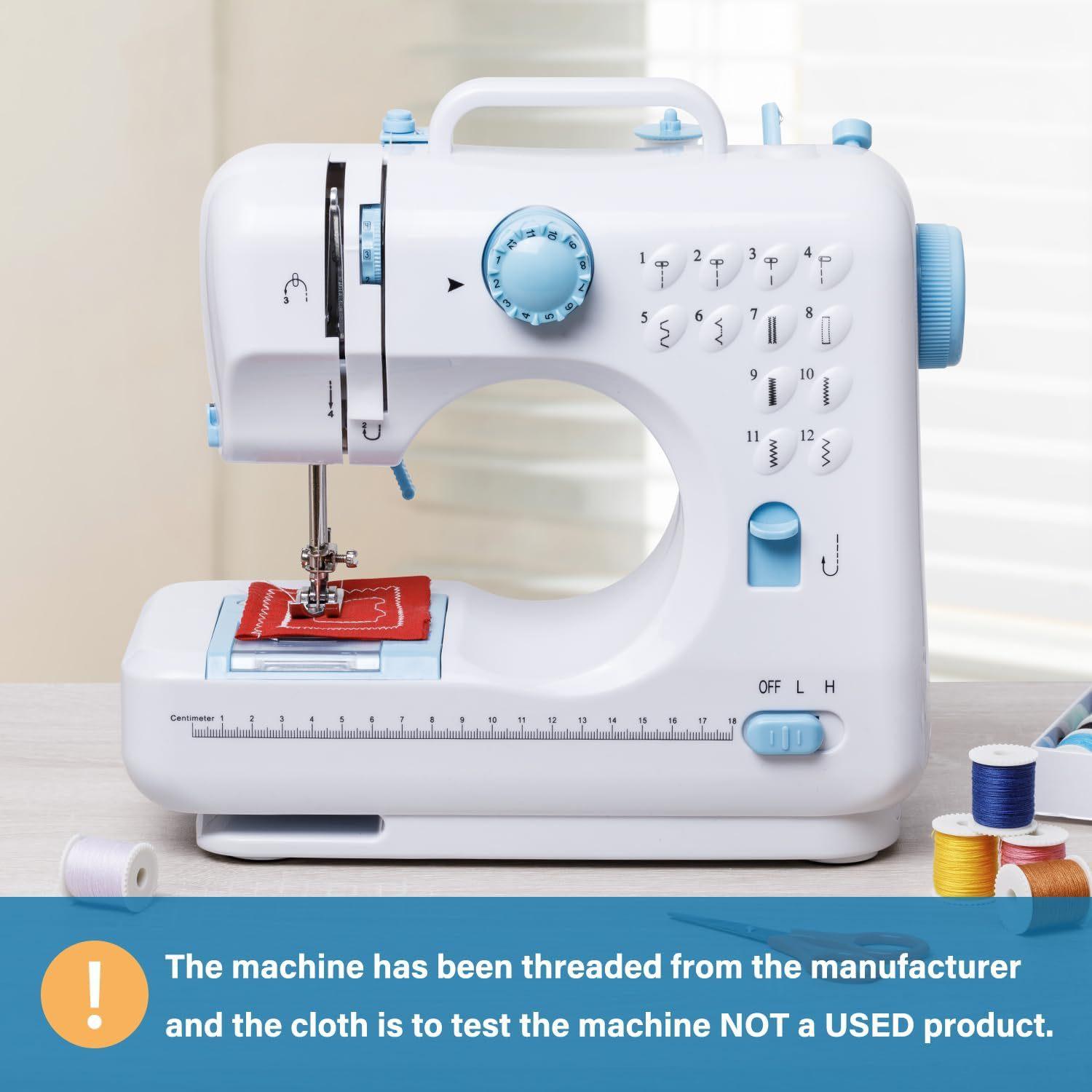Desktop Sewing Machine Mini Portable Overlock Sew Thick Fabrics Attach Buttons Electric Automatic