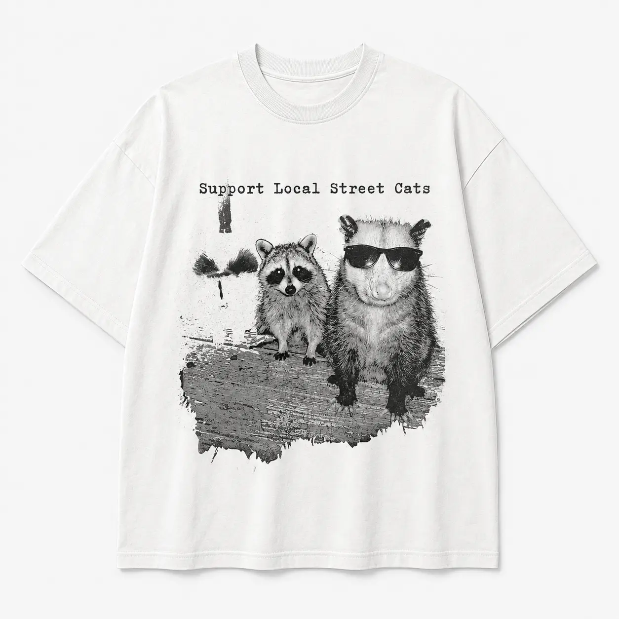 Support Local Street Cats TShirt, Funny Raccoon Skunk Possum T-Shirt, Retro Animal Lover Meme Tee, Vintage Style T-Shirt