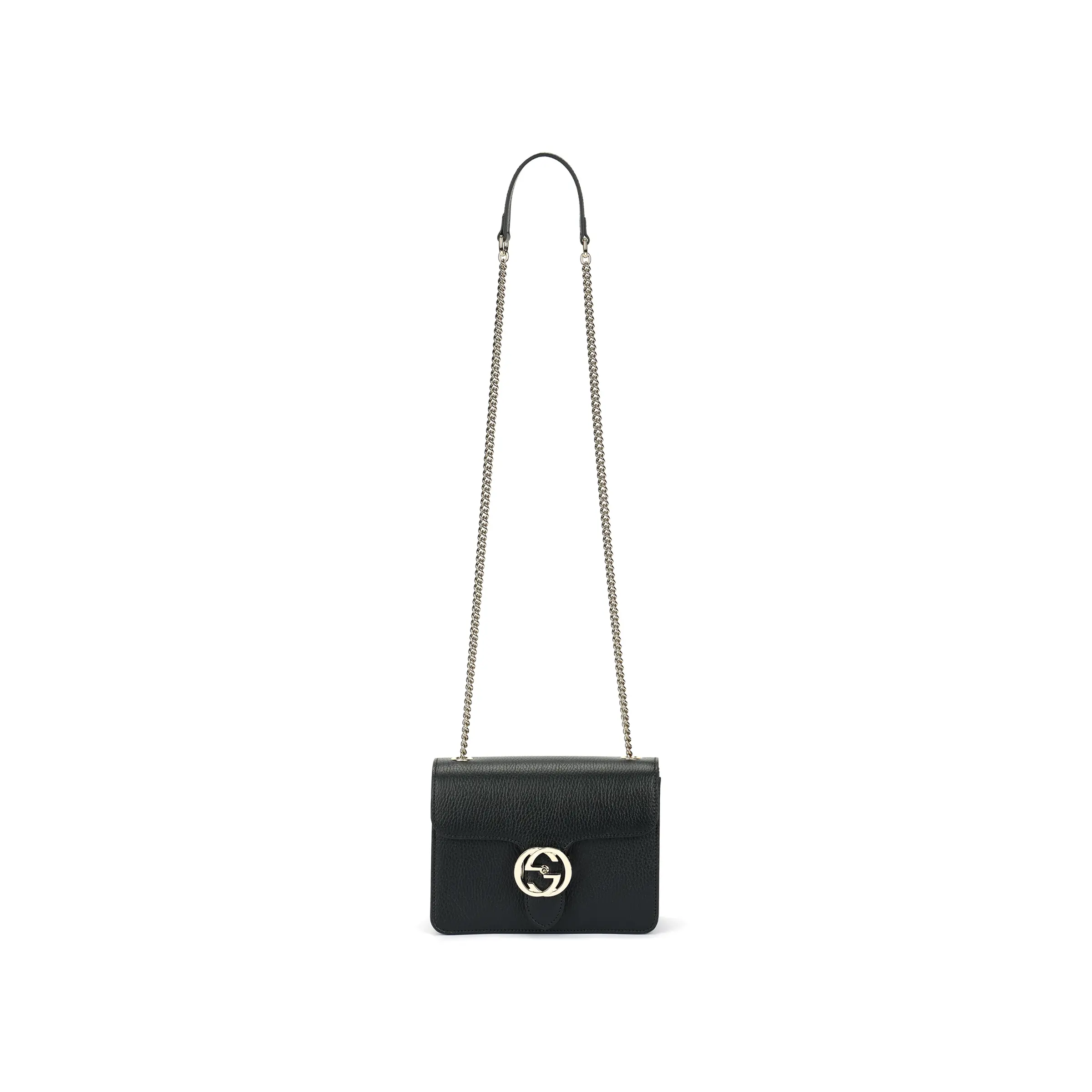 Gucci Double G Leather Crossbody Bag for Women – Black Quilted Satchel