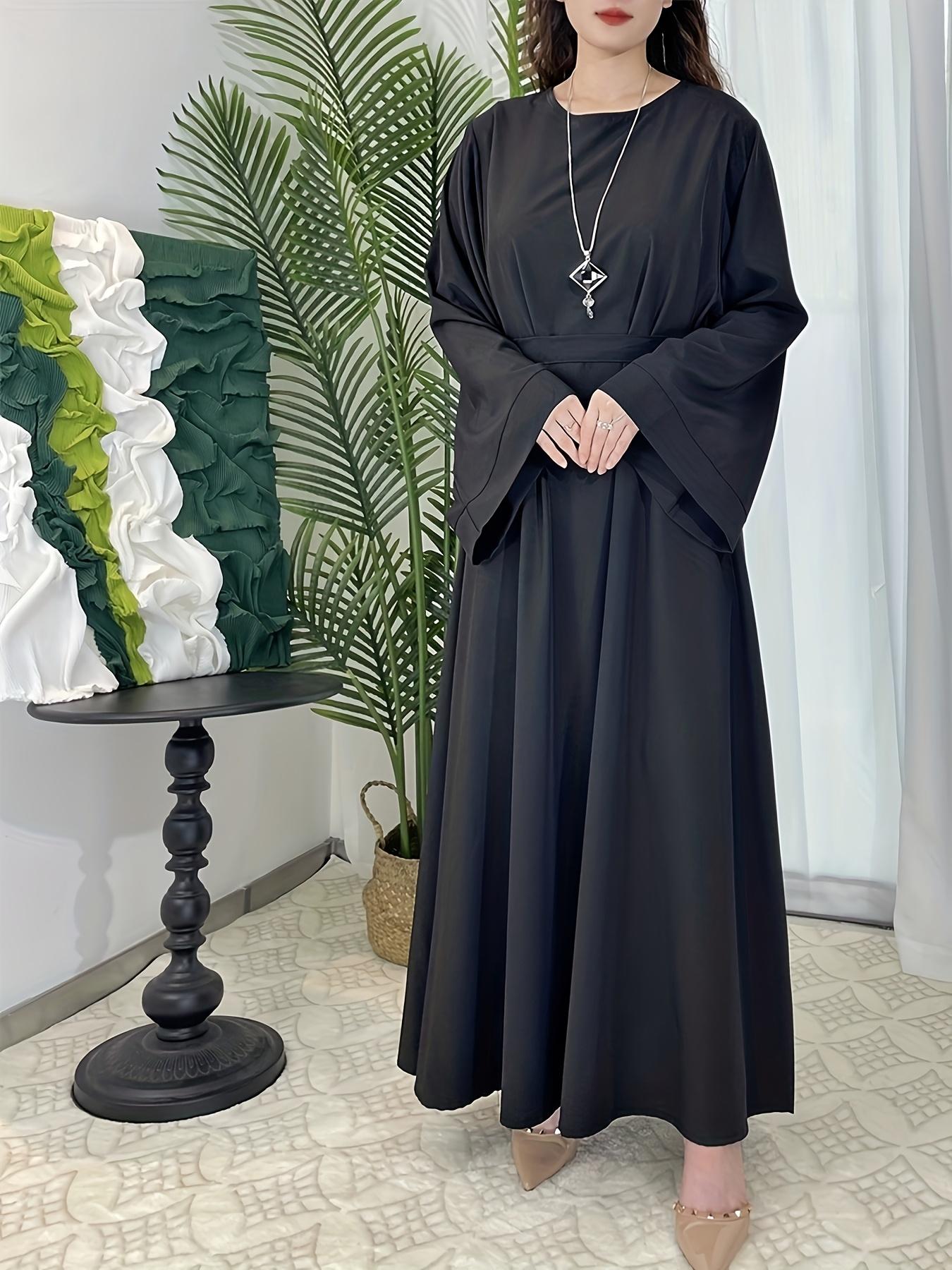 [Middle Eastern Loose Fit Dress] Elegant Green Arabic Women's Muslim Robe |   Middle Eastern Flared Sleeve Long Dress |   Loose Fit All-Season Versatile Home Festival Traditional Attire