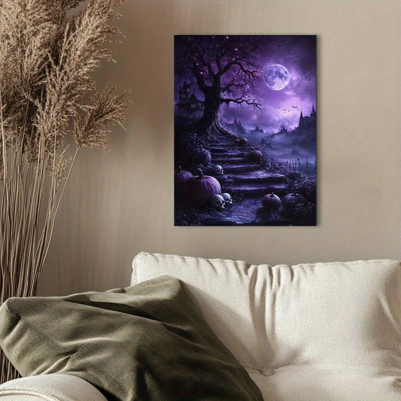 Frameless Gothic Tree and Moon Halloween Canvas Art Poster, Black Purple Sky , Exquisite Decorative Mural for Living Room, Bedroom, Corridor, Office - Ideal Gift for Friends Ornaments Decoration Wall Artistic Frameless Gothic Tree and Moon Halloween Canvas Art Poster, Black Purple Sky , Exquisite Decorative Mural for Living Room, Bedroom, Corridor, Office - Ideal Gift for Friends Ornaments Decoration Wall Artistic