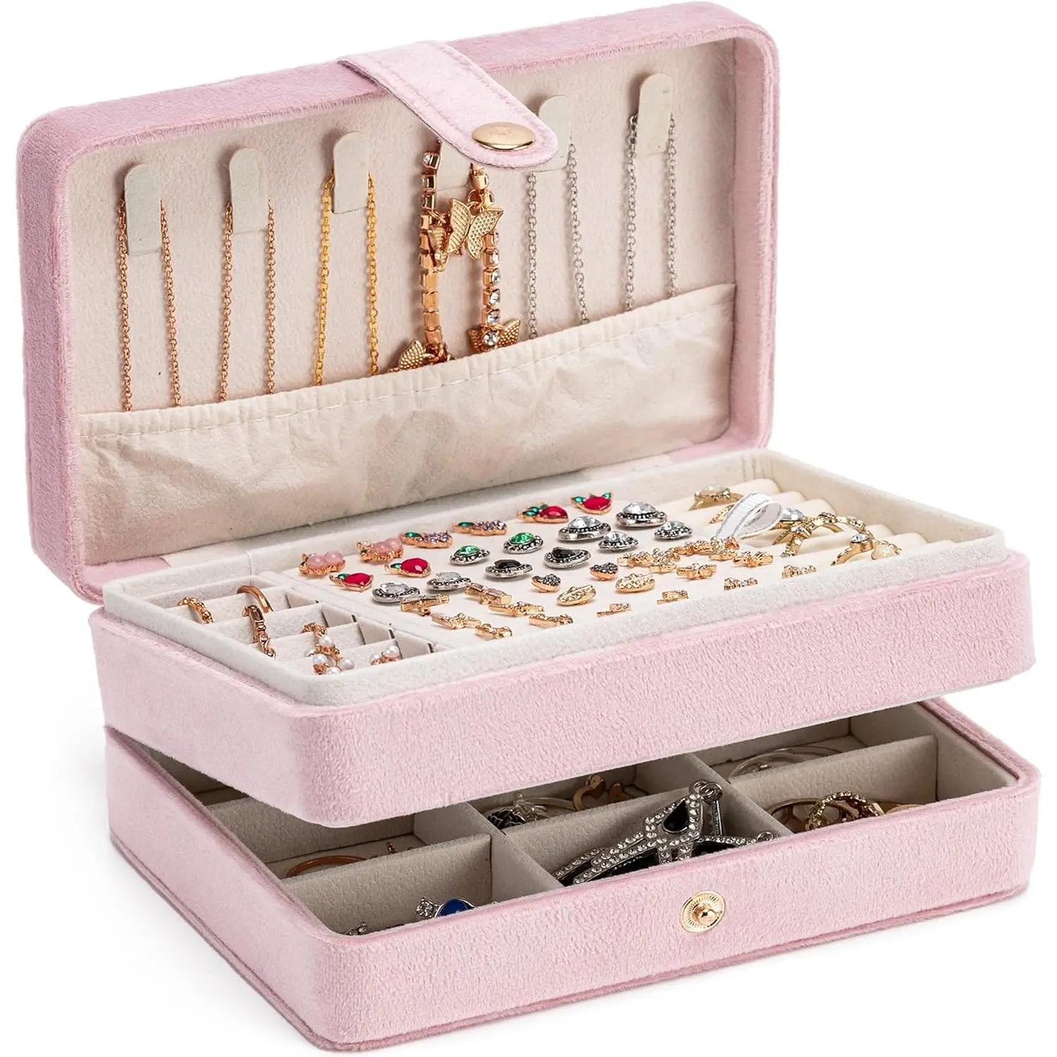Organizer Box, 2-Layer Large  Storage Case, Portable Travel Jewelrys Display Holder for Earrings, Necklaces, Bracelets (,)