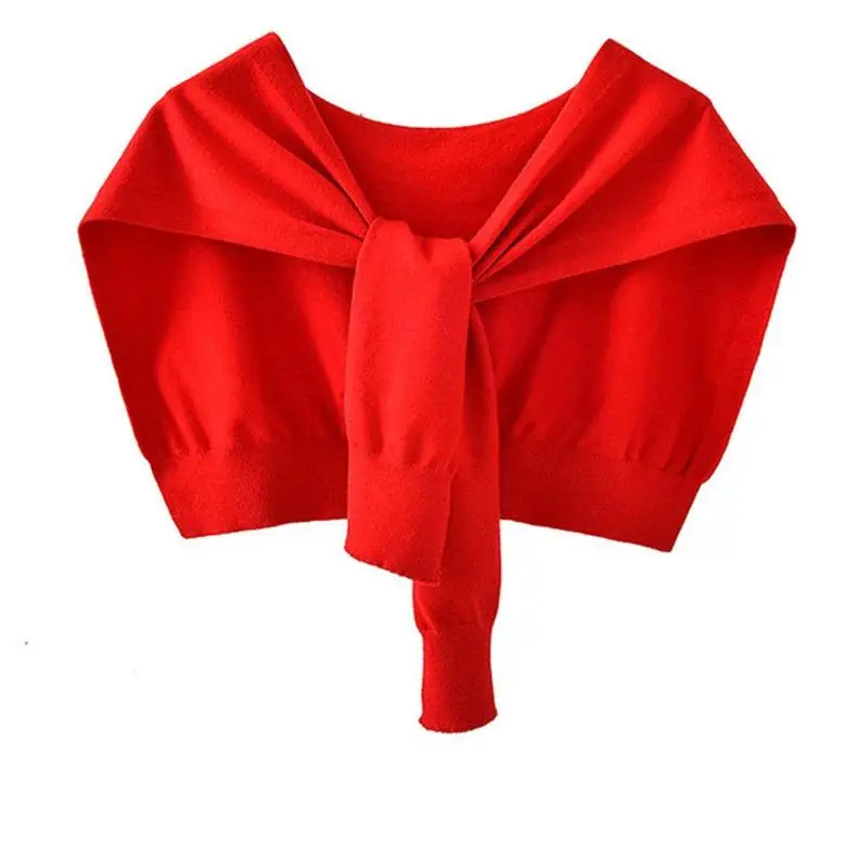 Korean Woman's Neck Guard Fake Collar Scarve Cashmere Warm Knitted Shawl Winter Wool Blouse Shoulders Cape Knotted Scarf Q36