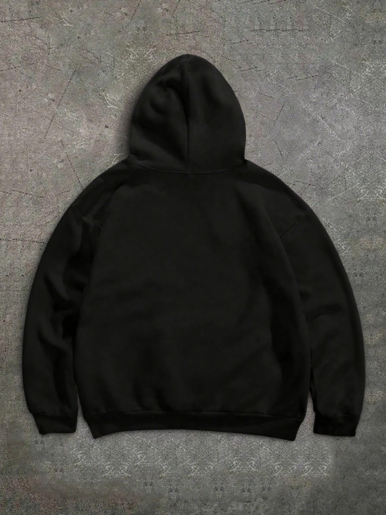 Men's Hooded Sweatshirt with Kangaroo Pocket and Drawstring Design Casual Loose Fit All - Season Wear Durable Fabric