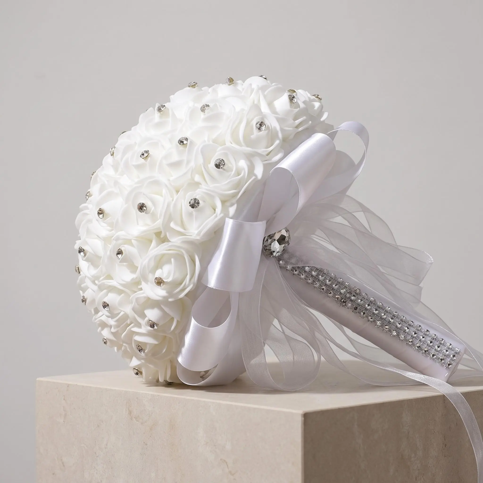 Silk Rose Wedding Bouquet, Hand-Tied Faux Floral Keepsake, Elegant Home Decor, Sentimental Gift for Her, Timeless Romance for Adults