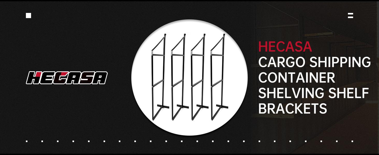 HECASA 22 1/8"W x 60 1/2"H Cargo Shipping Container Shelving Shelf Brackets Black Powder Coated Steel 4Pcs Wall Mounted Hanger Wall Mount Organizer Decor Hanging