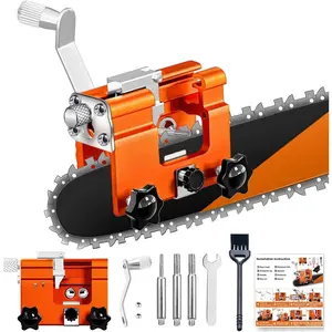Chainsaw Sharpener Jig Kit, Portable Chainsaw Sharpening Tool with 3 Grinding Stone & Cleaning Brush, Manual Chain Saw Blade Sharpener, Chainsaw Accessories for Electric Chain Saw, Garden Worker