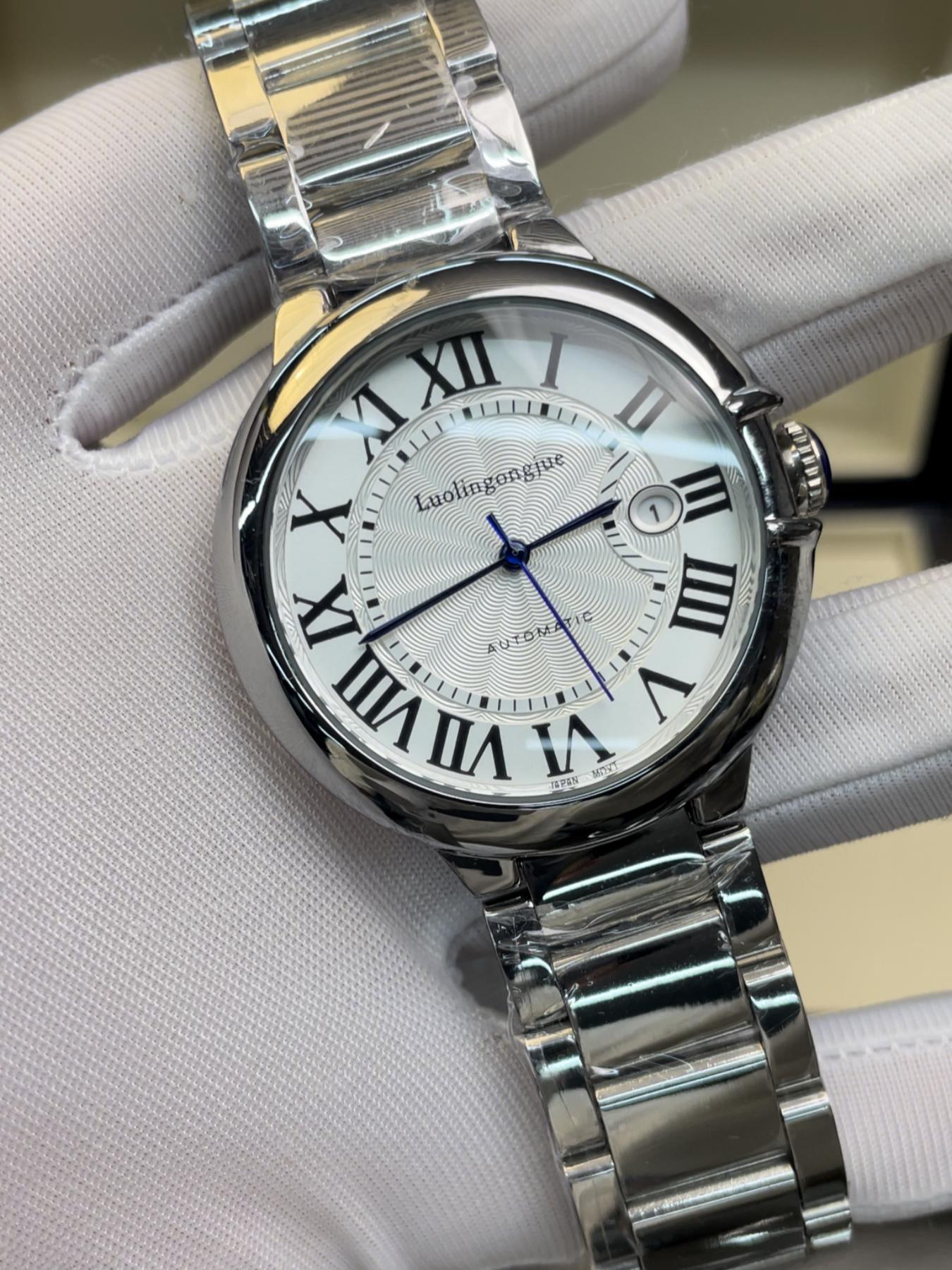 Men's Business Fashion Round Dial Analog Mechanical Watch, Stainless Steel Wristwatch, Fashion Watch for Party, Daily Clothing Decor, Trendy All-match & Exquisite Watch for Birthday Gift with Box