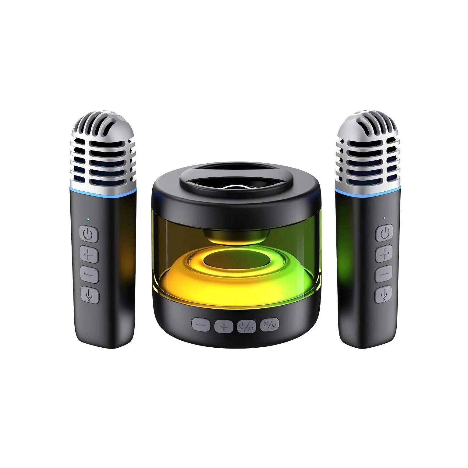 Magnetic Mini Ktv Speaker, Dual Wireless Microphones, Portable Bluetooth-compatible Karaoke Box, RGB Lights, Phone Stand, Party Gift