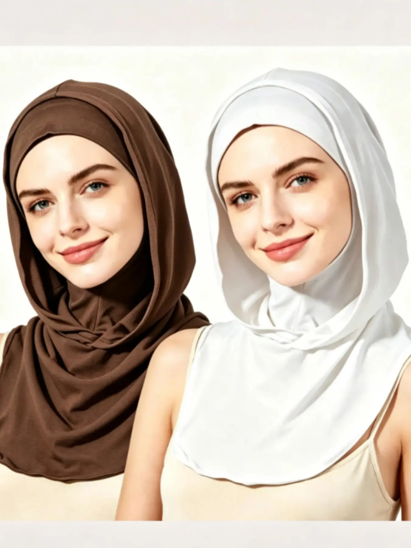 2-Pack Muslim Modesty Double-Layer Hijab Scarf Set, Elegant Hooded Hijab for Ramadan, High-Quality Festival Headwear, Women's Fashion Essential