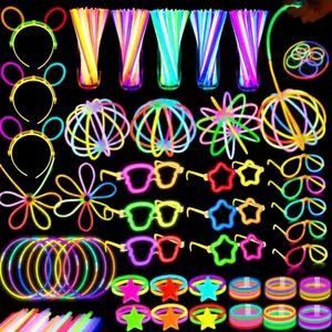 647PCS Glow in the Dark Glow Sticks & Connectors, Light Up Glasses Headbands Bracelets Necklace for 4th of July Birthday Wedding Patriotic 250th Party Favorsfidget toys