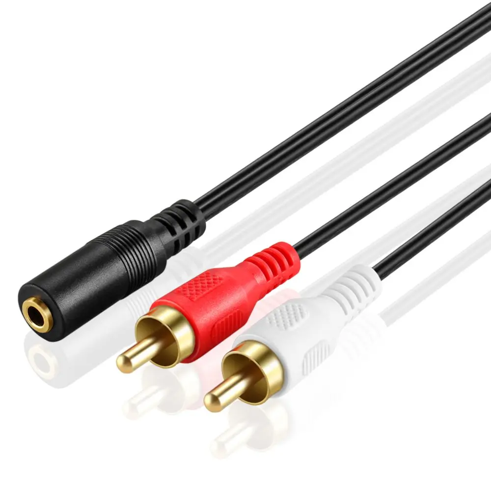 3.5mm to  Stereo Audio  Adapter | Female to Male, Bi-Directional, AUX Auxiliary Headphone Jack Plug Y Splitter, Left / Right 2RCA Male Connector Plug