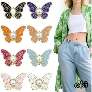 8 Pack Premium Detachable Metal Butterfly Jean Buttons, No-Sew Reusable Waist Tightener, Instant Adjustable Stylish Fix For Loose Denim Jeans And Casual Pants