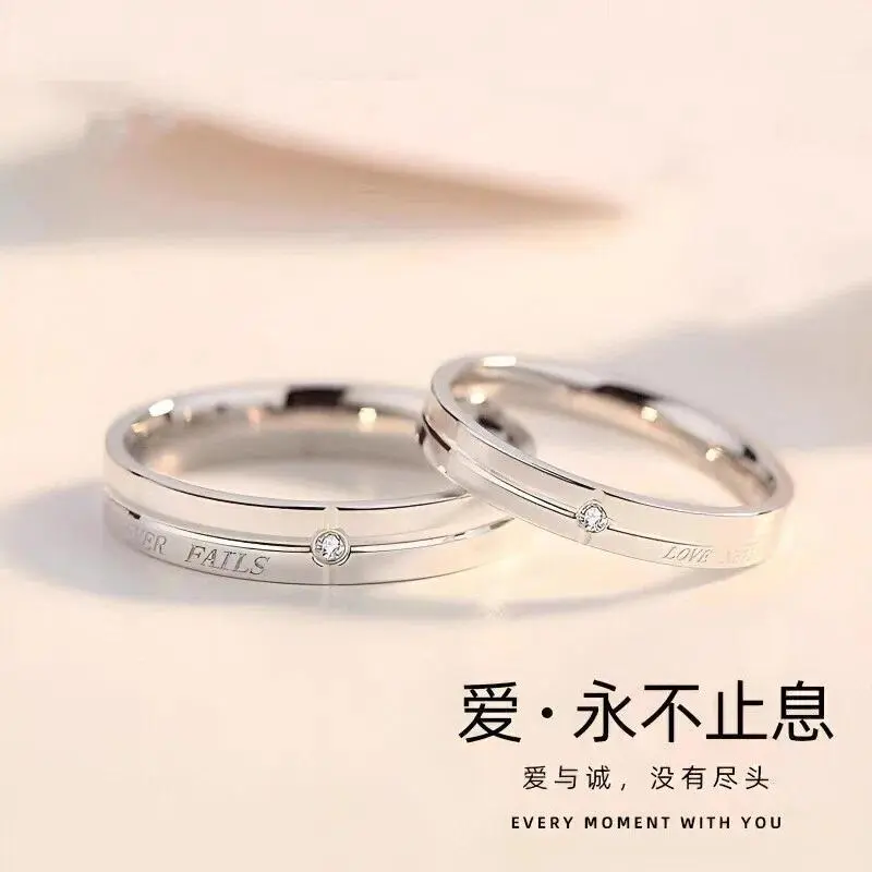 luxury 18K white gold and platinum PT950 men's and women's couple rings micro-set moissanite suitable for daily wear