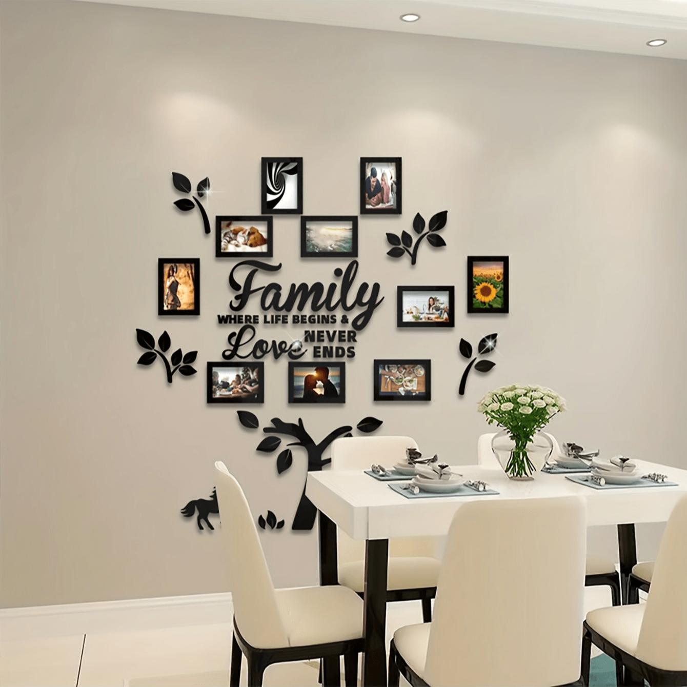 3D Acrylic Photo Frame Wall Decor, 1 Set DIY Photo Collage Gallery Wall Sticker, Wall Decor for Home Office Wedding School, Wall Gallery Frames, Ornaments, Home Decor Accessory