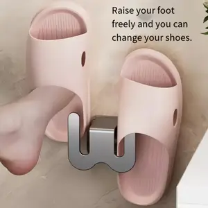 Wall-Mounted Bathroom Shoe Rack & Slipper Organizer, Rust-Resistant Aluminum Hook, Easy Install, Space-Saving Storage Solution
