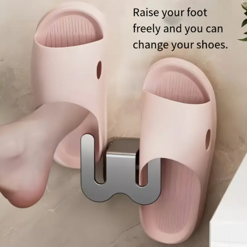 1pc Wall-Mounted Bathroom Shoe Rack & Slipper Organizer, Easy Install with Self-Adhesive, Space-Saving Storage Solution for Bathrooms, Kitchen, Bedroom，Modern Storage Rack，Suitable for Bathroom, Kitchen, Bedroom Decor