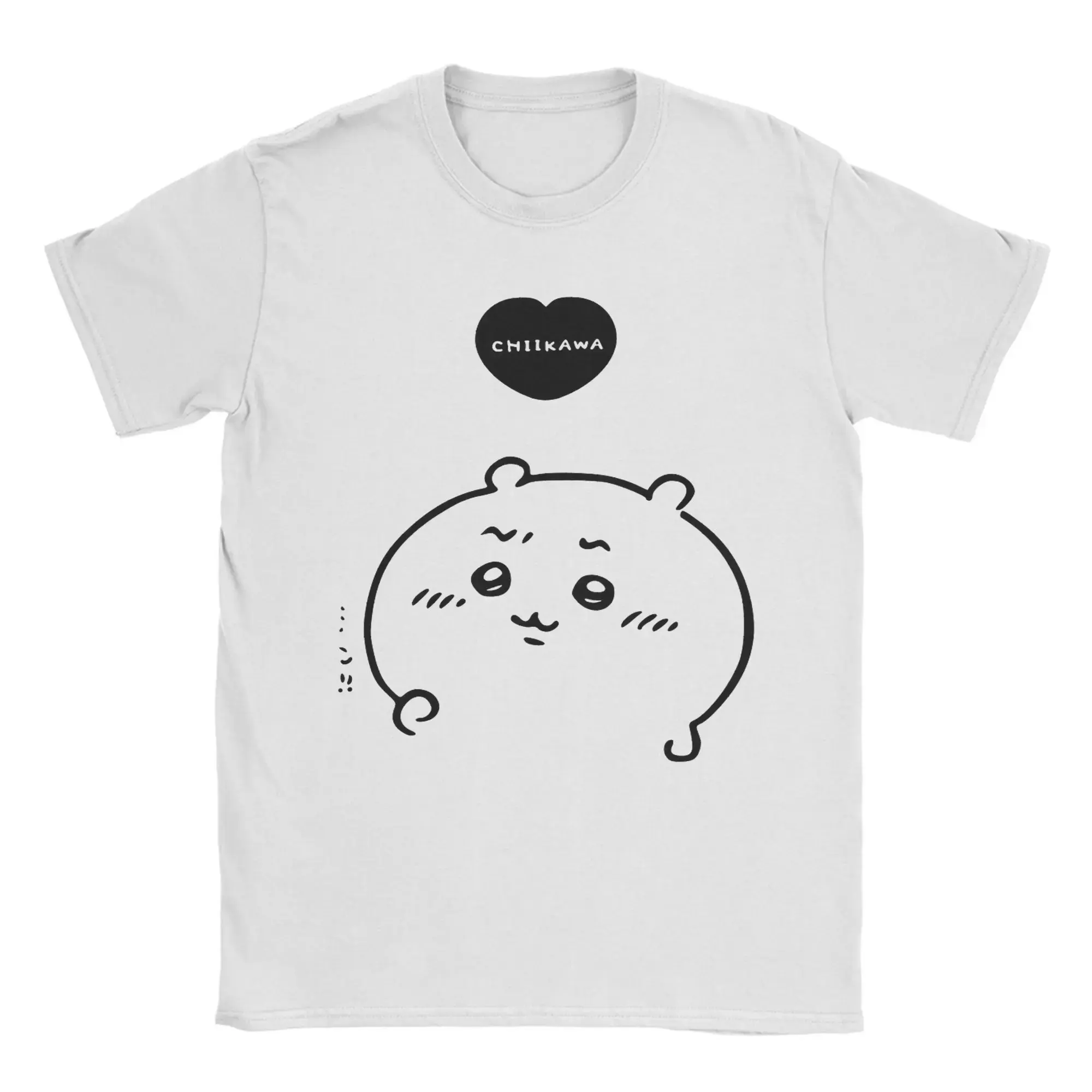 Men's Casual 100% Cotton Chiikawas Heart Love Hachiware Usagi T-Shirt, Menswear Novelty Round Neck Tee, Gift Idea Clothing