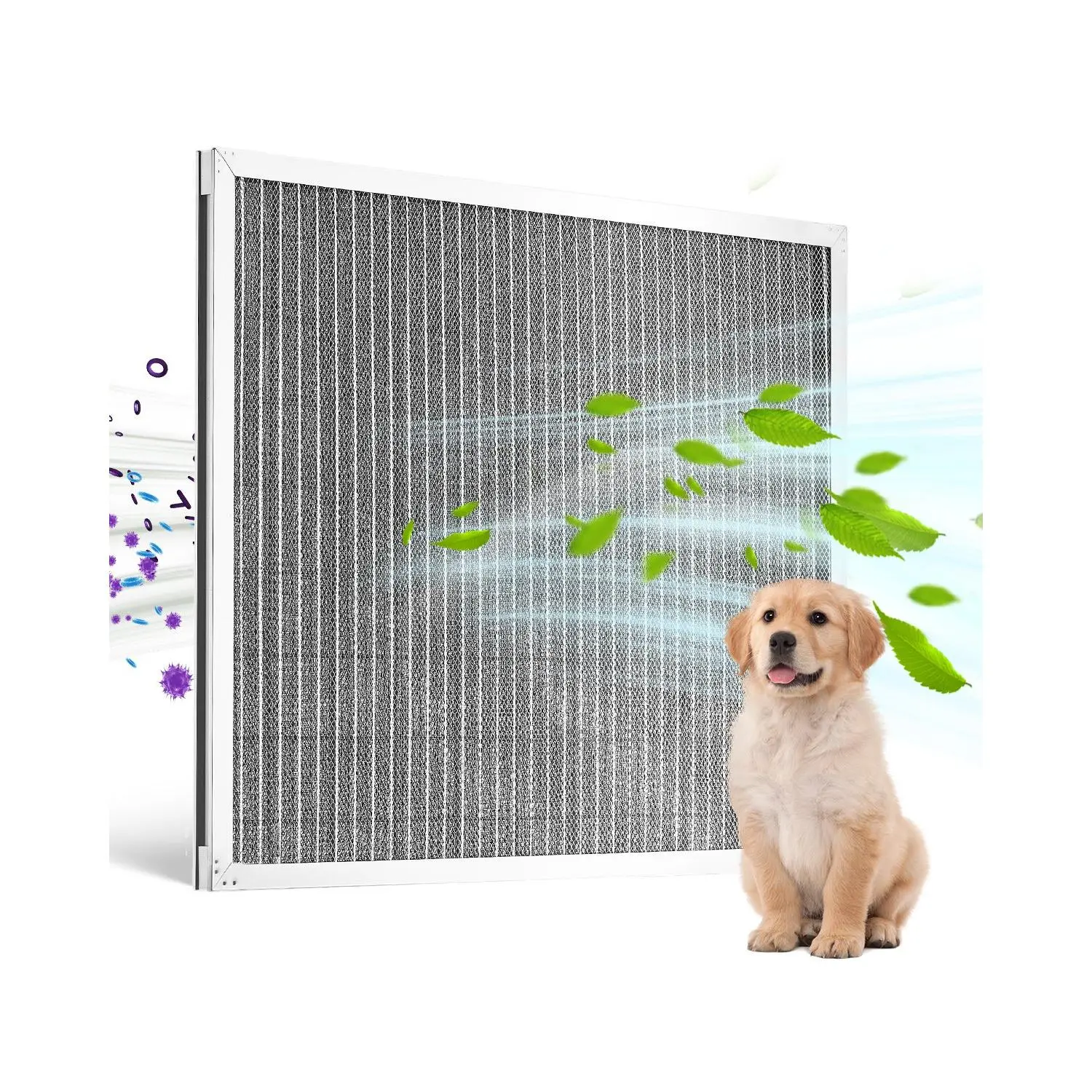 【Summerfinds】VEVOR Washable and Reusable Electrostatic Air Filter, 20x25x1 in (Actual 19.75x24.65x0.82 in), 5-Layer Dense Mesh, MERV 8, Efficient Filtration, Compatible with HVAC/AC Furnace Systems, Simple Cleaning & Maintenance, Long-Lifetime Aluminum Fi