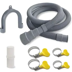 6.5ft Washing Machine Drain Hose Extension Kit - Universal for Washer, Dishwasher & Dehumidifier, 7-Piece Set with U-Bracket, 4 Clamps & Adapter