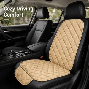 2pcs Plush Car Seat Cushion Set, Diagonal Grid Front Seat Pad + Backrest, Soft Warm Plush Material, Easy Install, Universal Fit